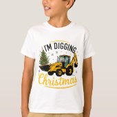 I'm Digging Christmas Cute Excavator Tree Kids T-shirt (Voorkant)