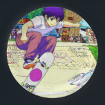 I'm Doing It - Young Skateboarder Papieren Bordje<br><div class="desc">A young skateboarder is practicing his trick until he finally got it! So cool!</div>