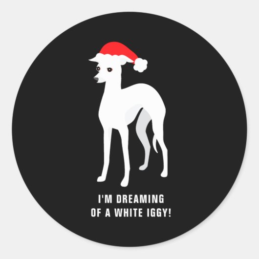 Im Dreaming Of A White Iggy Christmas Ronde Sticker (Voorkant)