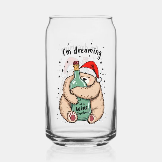 I'm Dreaming of a Wine Christmas Blikvorm Glas (Voorkant)
