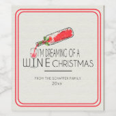 I'm Dreaming of a Wine Christmas Wijn Etiket (Enkel label)