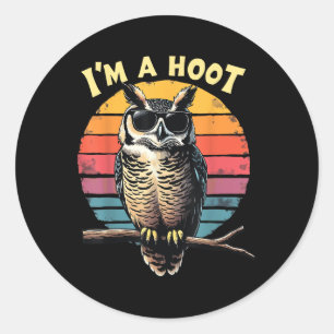 Im Een Hoot Sarcastische Gezegde Uil Vogel Retro V Ronde Sticker