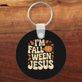 I'm Fall-o-ween Jesus Halloween Christian Groovy P Sleutelhanger (Voorkant)