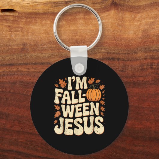 I'm Fall-o-ween Jesus Halloween Christian Groovy P Sleutelhanger (Voorkant)