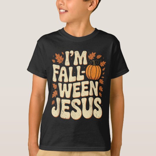 I'm Fall-o-ween Jesus Halloween Christian Groovy P T-shirt (Voorkant)