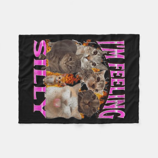 I'm Feeling Silly Funny Cat Meme Bootleg Graphic F Fleece Deken (Voorkant (Horizontaal))