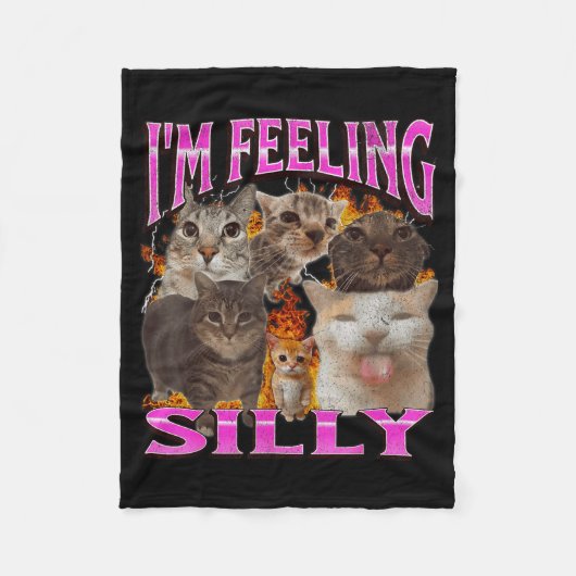 I'm Feeling Silly Funny Cat Meme Bootleg Graphic F Fleece Deken (Voorkant)