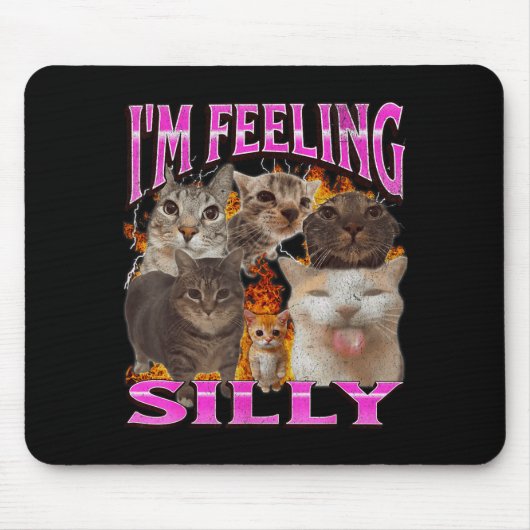 I'm Feeling Silly Funny Cat Meme Bootleg Graphic F Muismat (Voorkant)