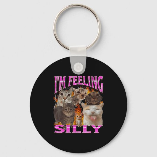 I'm Feeling Silly Funny Cat Meme Bootleg Graphic F Sleutelhanger (Voorkant)
