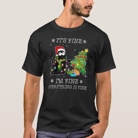 I'm Fine Everything Is Fine Black Cat Christmas Tr T-shirt (Voorkant)