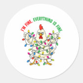 I'm Fine Everything Is Fine Christmas Chicken Ligh Ronde Sticker (Voorkant)