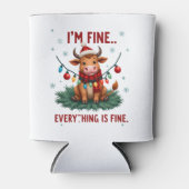 I'm Fine Everything is Fine Christmas Highland Cow Blikjeskoeler (Voorkant)