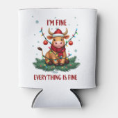 I'm Fine Everything is Fine Christmas Highland Cow Blikjeskoeler (Voorkant)