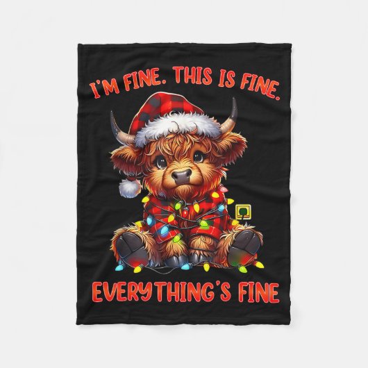 I'm Fine Everything Is Fine Christmas Highland Cow Fleece Deken (Voorkant)