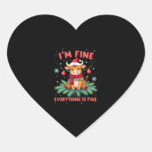 I'm Fine Everything is Fine Christmas Highland Cow Hart Sticker (Voorkant)