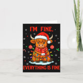 I'm Fine Everything Is Fine Christmas Highland Cow Kaart (Voorkant)