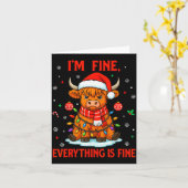 I'm Fine Everything Is Fine Christmas Highland Cow Kaart (Gele Bloem)