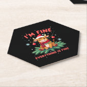 I'm Fine Everything is Fine Christmas Highland Cow Kartonnen Onderzetters (Schuin)