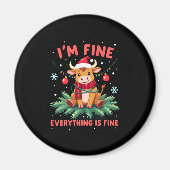 I'm Fine Everything is Fine Christmas Highland Cow Magneet (Voorkant)
