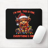 I'm Fine Everything Is Fine Christmas Highland Cow Muismat (Met muis)