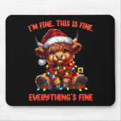 I'm Fine Everything Is Fine Christmas Highland Cow Muismat (Voorkant)