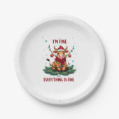 I'm Fine Everything is Fine Christmas Highland Cow Papieren Bordje (Voorkant)