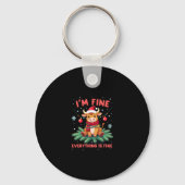 I'm Fine Everything is Fine Christmas Highland Cow Sleutelhanger (Voorkant)