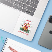I'm Fine Everything is Fine Christmas Highland Cow Sticker (Laptop met iPhone)
