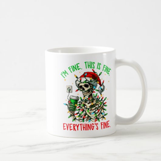 I'm Fine Everything Is Fine Christmas Skeleton Xma Koffiemok (Rechts)