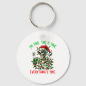I'm Fine Everything Is Fine Christmas Skeleton Xma Sleutelhanger (Voorkant)