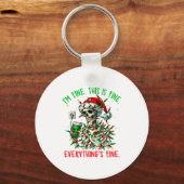 I'm Fine Everything Is Fine Christmas Skeleton Xma Sleutelhanger (Voorkant)