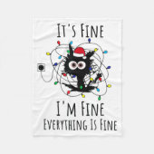 I'm Fine Everything Is Fine Cute Cat Christmas Lig Fleece Deken (Voorkant)
