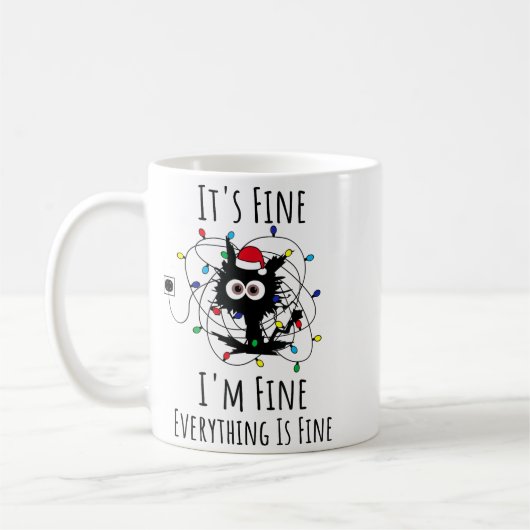 I'm Fine Everything Is Fine Cute Cat Christmas Lig Koffiemok (Links)
