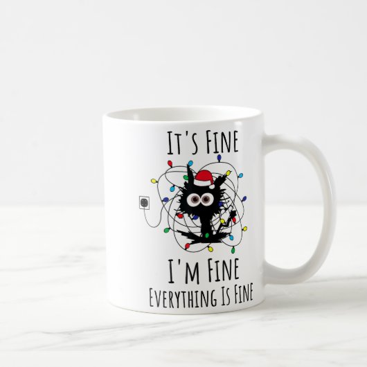 I'm Fine Everything Is Fine Cute Cat Christmas Lig Koffiemok (Rechts)
