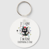 I'm Fine Everything Is Fine Cute Cat Christmas Lig Sleutelhanger (Voorkant)