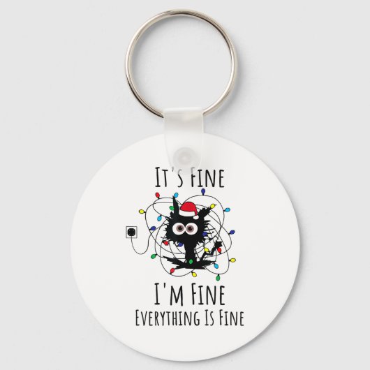 I'm Fine Everything Is Fine Cute Cat Christmas Lig Sleutelhanger (Voorkant)