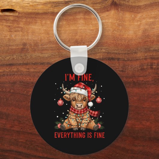 I'm Fine Everything Is Fine Funny Christmas Highla Sleutelhanger (Voorkant)