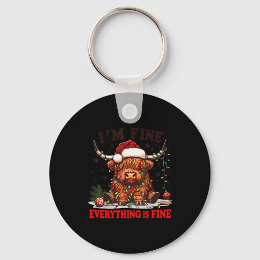 I'm Fine Everything Is Fine Funny Christmas Highla Sleutelhanger (Voorkant)