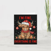 Im Fine Everything Is Fine Funny Christmas Highlan Kaart (Voorkant)