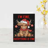 Im Fine Everything Is Fine Funny Christmas Highlan Kaart (Gele Bloem)