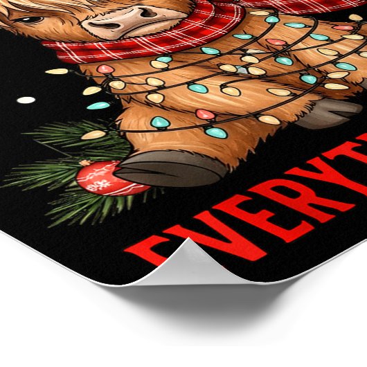 Im Fine Everything Is Fine Funny Christmas Highlan Poster (Hoek)