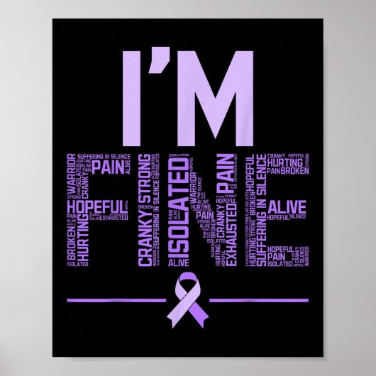 Im Fine Fibromyalgia Warrior Fibro Awareness Purpl Poster (Voorkant)