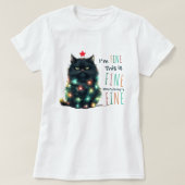 I'm Fine" Grappig Kat Kerst T-shirt (Design voorkant)