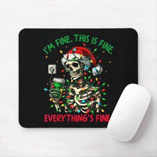 I'm Fine This Is Fine Everything Christmas Skeleto Muismat (Met muis)
