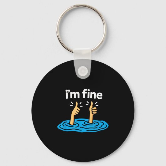 I'm Fine Thumbs Up Two Like Hand Funny Sarcasm Hum Sleutelhanger (Voorkant)