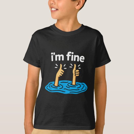 I'm Fine Thumbs Up Two Like Hand Funny Sarcasm Hum T-shirt (Voorkant)