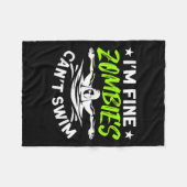 I'm Fine Zombies Can't Swim  Fleece Deken (Voorkant (Horizontaal))