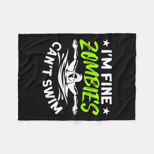 I'm Fine Zombies Can't Swim  Fleece Deken (Voorkant (Horizontaal))