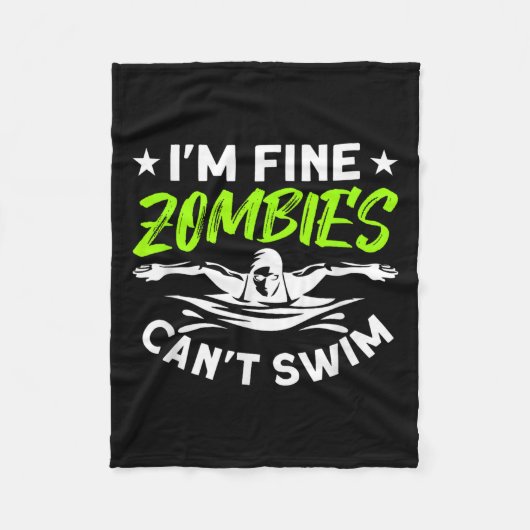 I'm Fine Zombies Can't Swim  Fleece Deken (Voorkant)