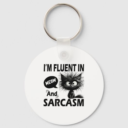 I'm Fluent In Meow And Sarcasm Funny Cat Lover Wom Sleutelhanger (Voorkant)